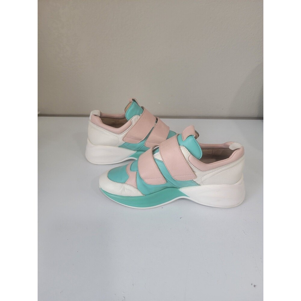 Kanna Spain Women’s Leather Sneakers Pink Aqua Hook Loop EU 37 US 6.5